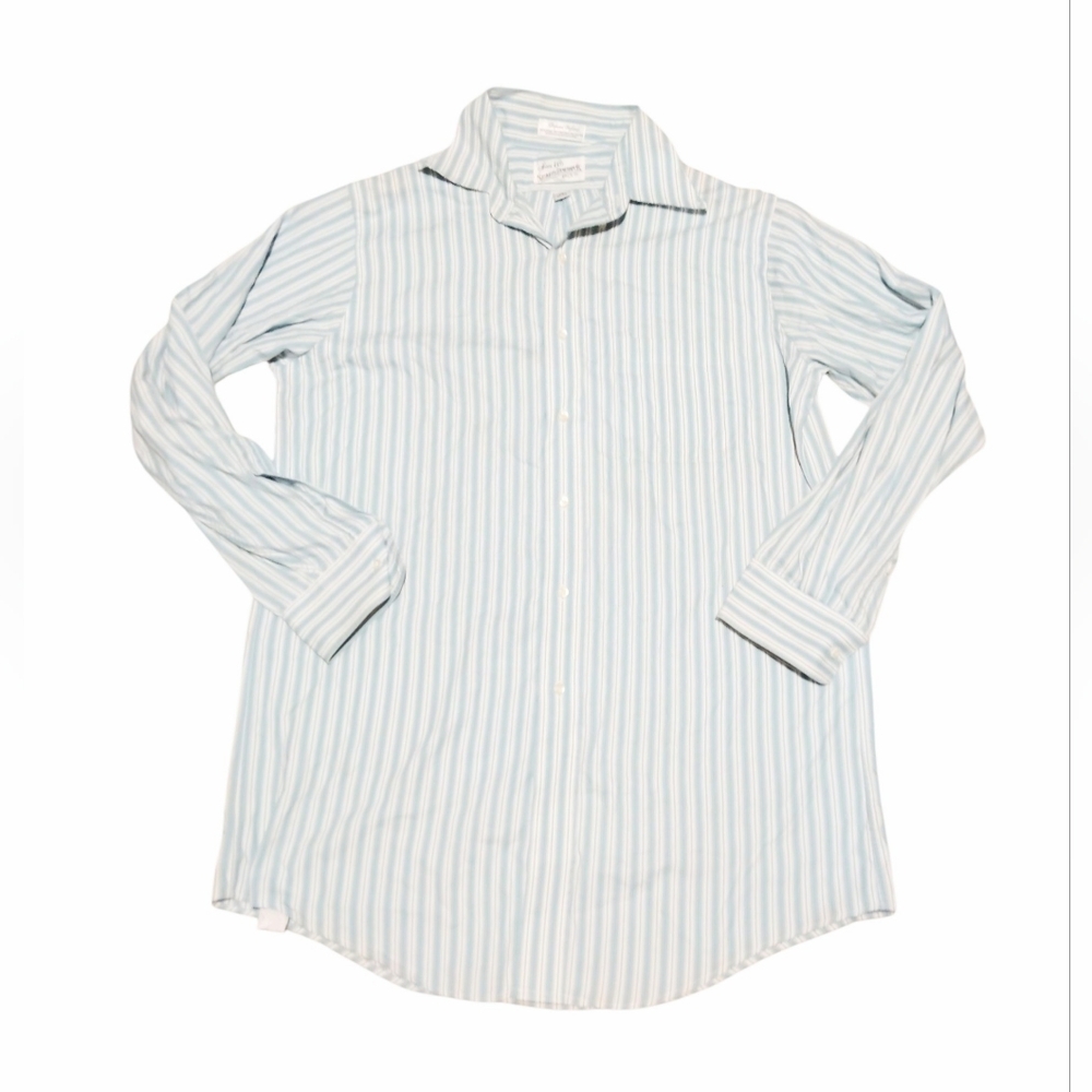Vintage Sears Roebuck Button Up Shirt For Men Blue And White Size 16. 32/33